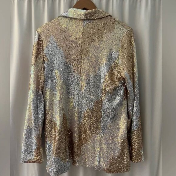 12th Tribe Genevieve Ivory Multi Sequin Blazer NWT Large - Picture 3 of 3
